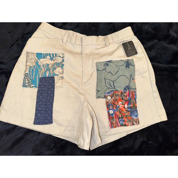 NWT URBAN RENEWAL URBAN OUTFITTERS UPCYCLED KHAKI PATCHWORK SHORTS - Picture 1 of 10